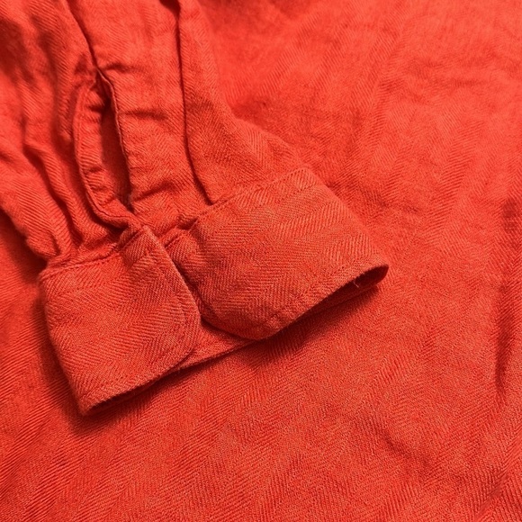 Lauren Ralph Lauren Monogram Linen Button Down Shirt-Burnt Orange Color Size L - Picture 3 of 8